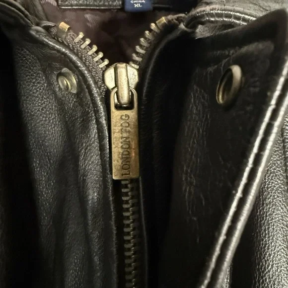 Vintage London Fog Leather Harrington Bomber Jacket XL Burnt Brown - Picture 5 of 10